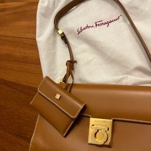 Salvatore Ferragamo Gancio Lock Flap Shoulder Bag leather small